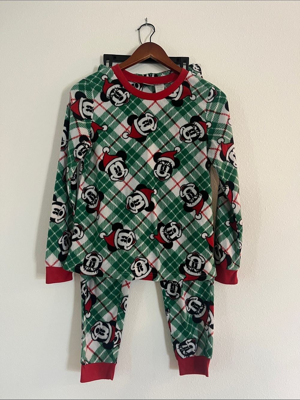 DISNEY Christmas Minnie & Mickey Mouse Fleece Pajamas